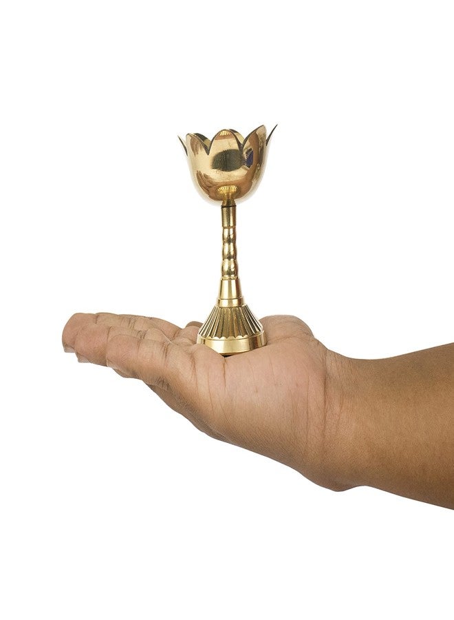 Spillbox مصباح زيت ديا نحاسي تقليدي مصنوع يدويًا من Spillbox، مناسب للمنزل والمعابد، مستلزمات العبادة، هدايا الديكور -SMDP-B- (6) - Image 5